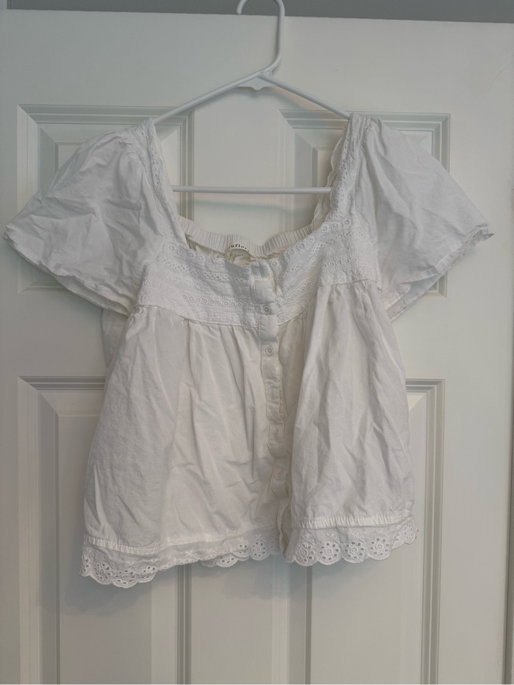 Neuflora wardrobe cotton White Eyelet Button-Front Women’s Top